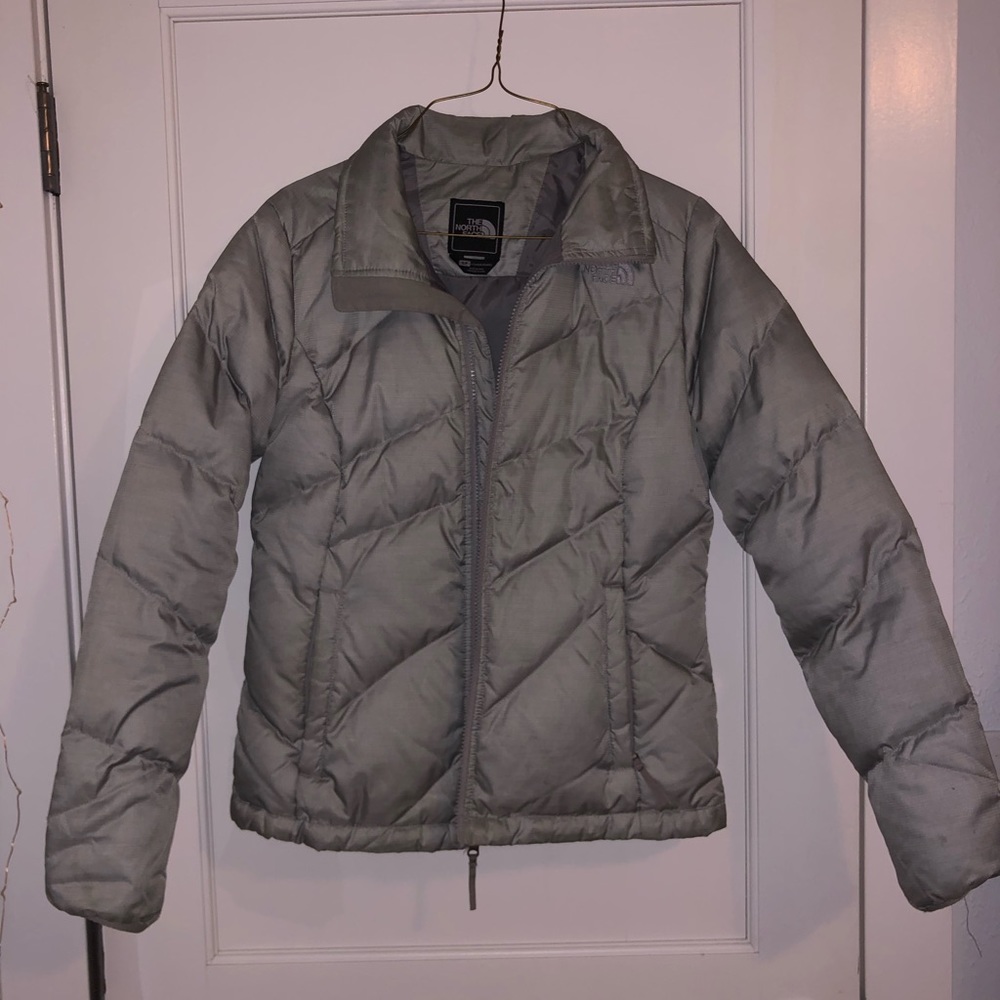 North Face Puffer Coat- Silver/Grey